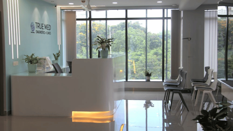 Side view front desk